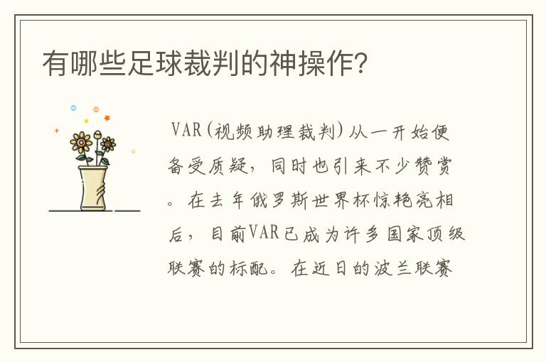 有哪些足球裁判的神操作?