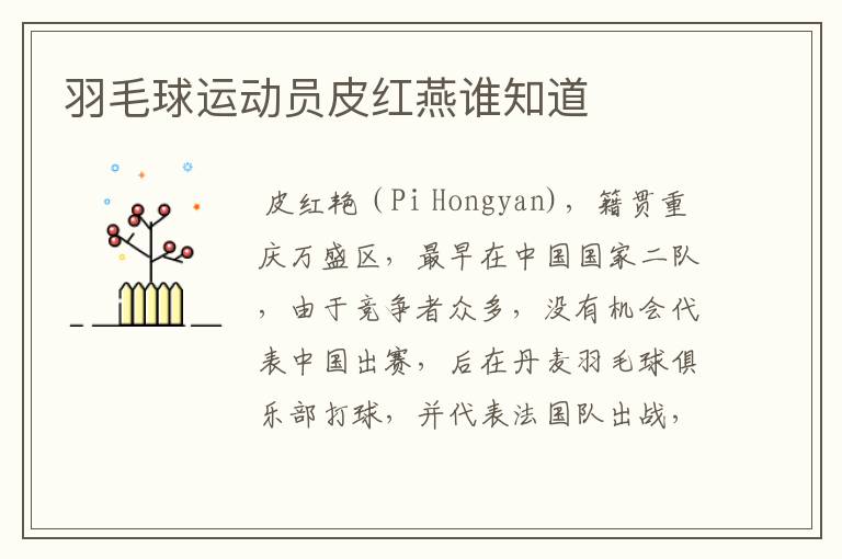 羽毛球运动员皮红燕谁知道