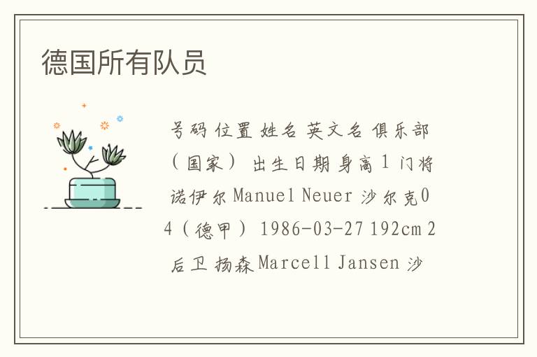 德国所有队员