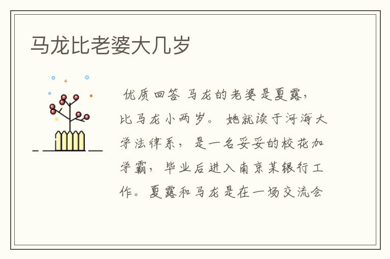 马龙比老婆大几岁