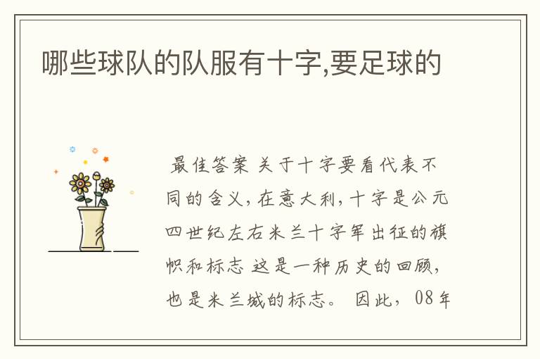 哪些球队的队服有十字,要足球的