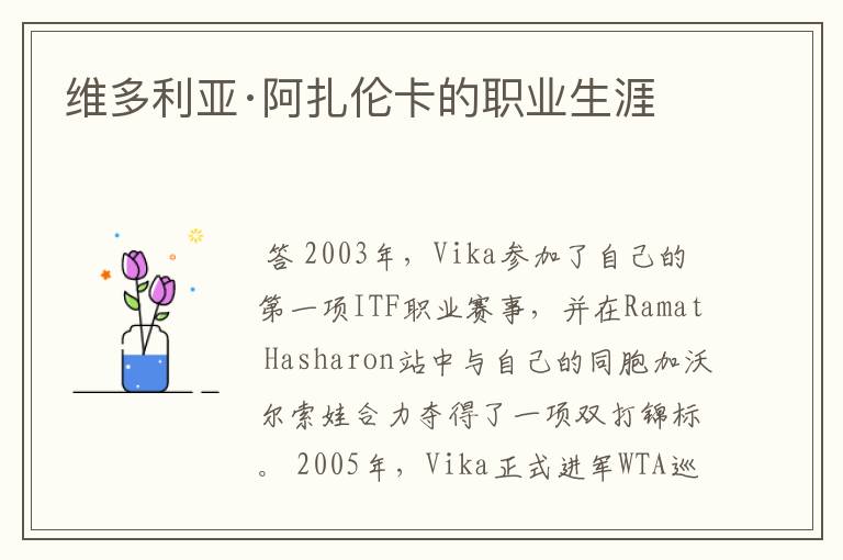 维多利亚·阿扎伦卡的职业生涯