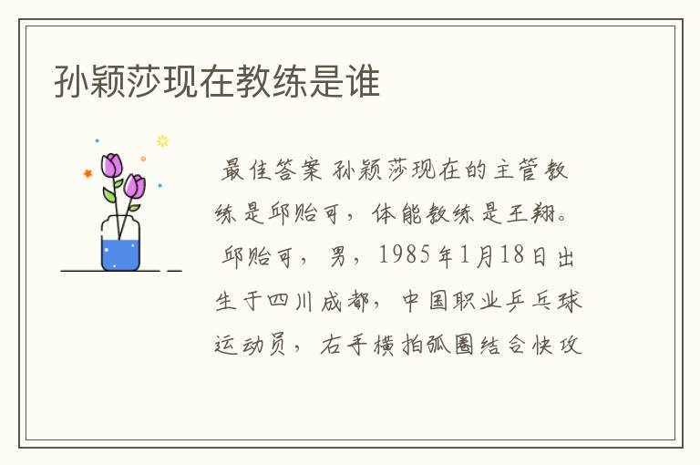 孙颖莎现在教练是谁