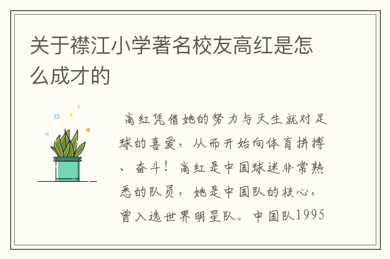 关于襟江小学著名校友高红是怎么成才的
