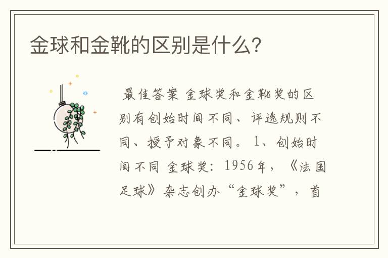 金球和金靴的区别是什么?