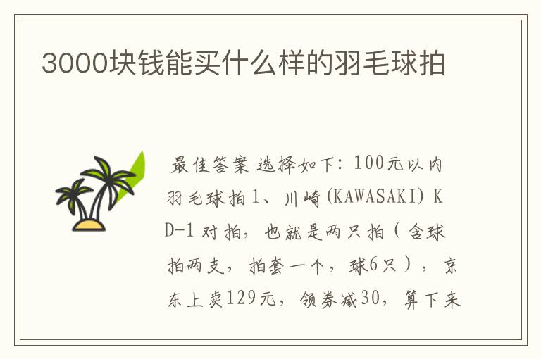 3000块钱能买什么样的羽毛球拍