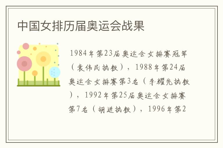 中国女排历届奥运会战果