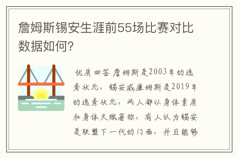 詹姆斯锡安生涯前55场比赛对比数据如何?