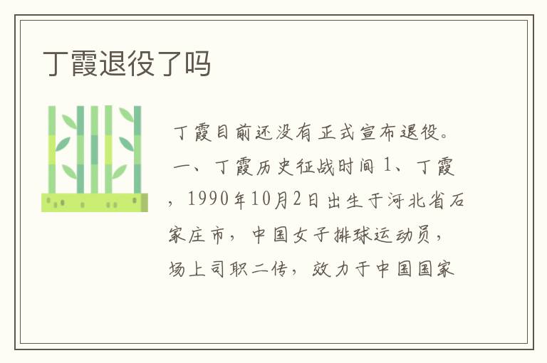 丁霞退役了吗