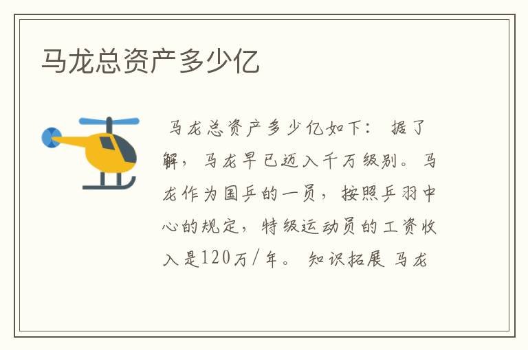 马龙总资产多少亿
