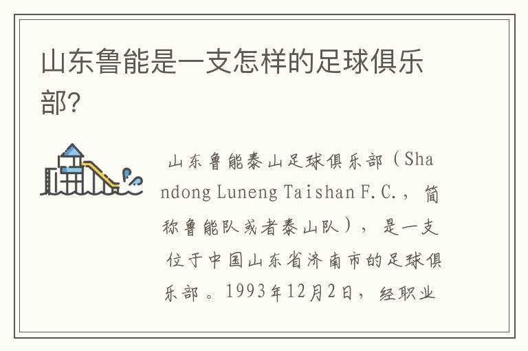 山东鲁能是一支怎样的足球俱乐部?