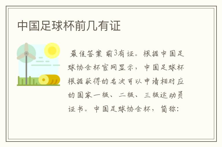中国足球杯前几有证