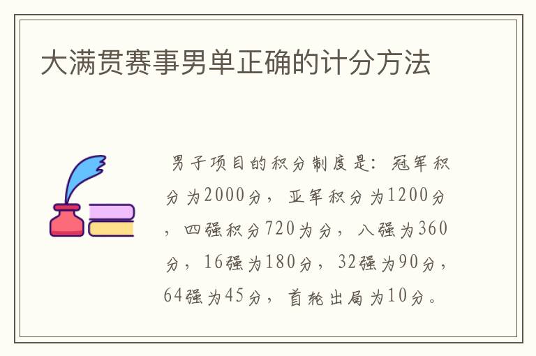 大满贯赛事男单正确的计分方法