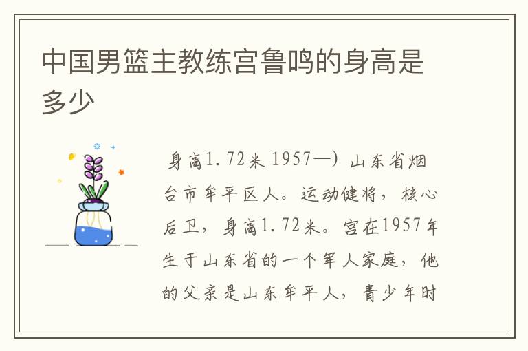中国男篮主教练宫鲁鸣的身高是多少