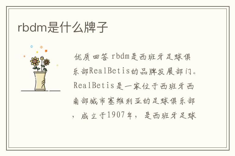 rbdm是什么牌子