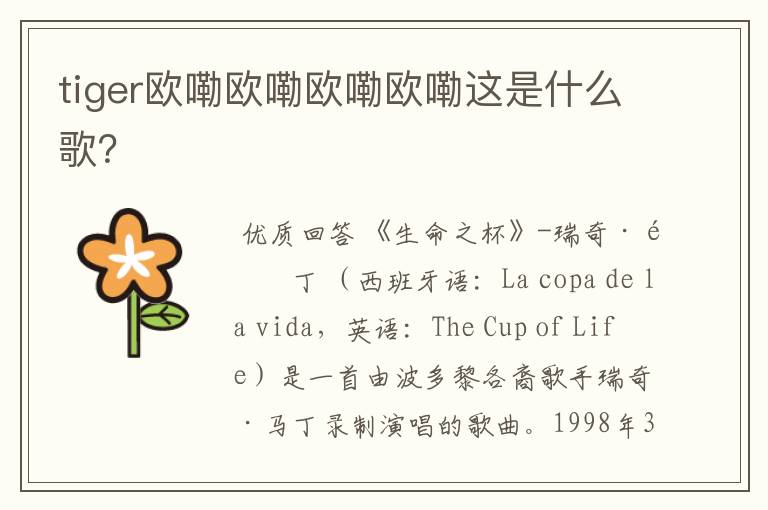 tiger欧嘞欧嘞欧嘞欧嘞这是什么歌?