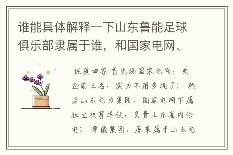 谁能具体解释一下山东鲁能足球俱乐部隶属于谁,和国家电网、山东电力、鲁能集团、英大金融到底啥关系,查