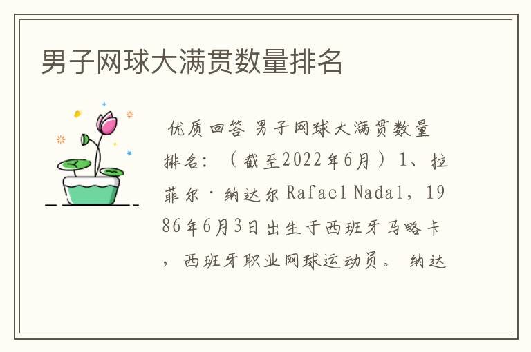 男子网球大满贯数量排名
