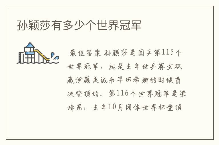 孙颖莎有多少个世界冠军
