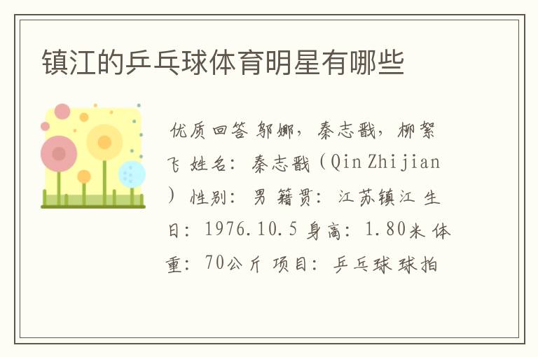 镇江的乒乓球体育明星有哪些