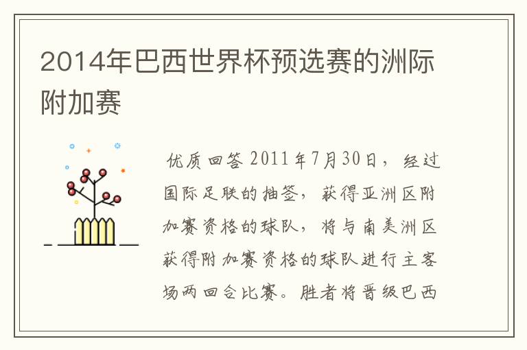 2014年巴西世界杯预选赛的洲际附加赛