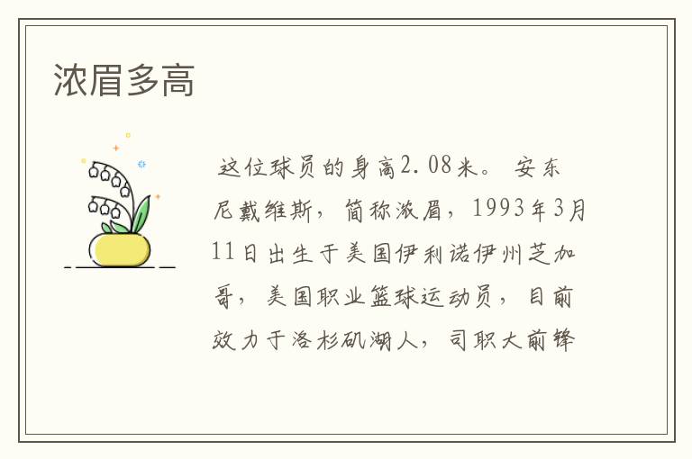 浓眉多高