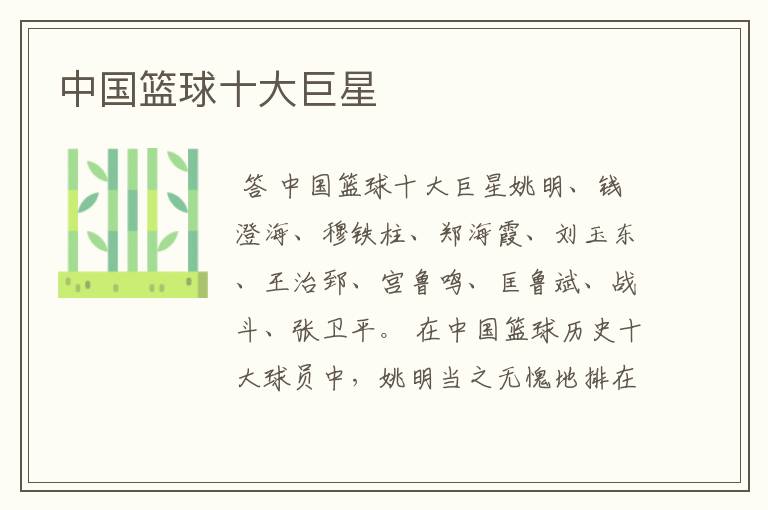 中国篮球十大巨星