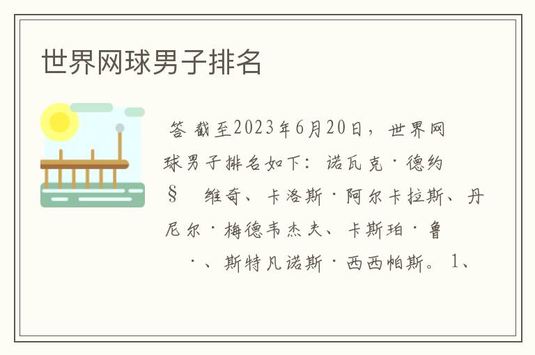 世界网球男子排名