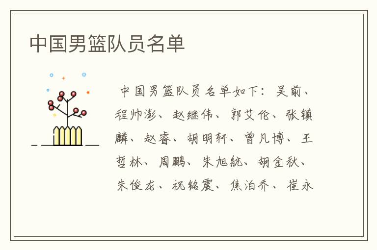 中国男篮队员名单