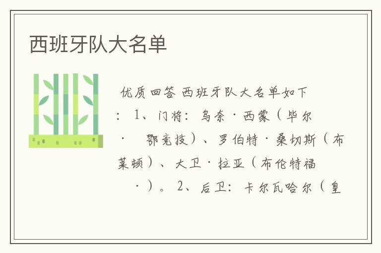 西班牙队大名单
