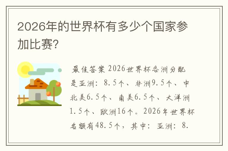 2026年的世界杯有多少个国家参加比赛?