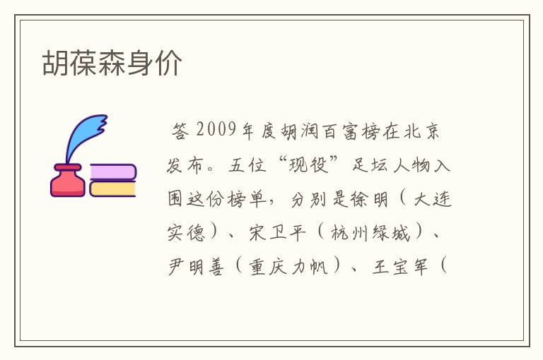 胡葆森身价