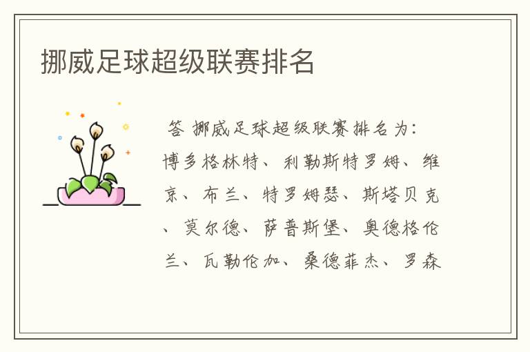 挪威足球超级联赛排名