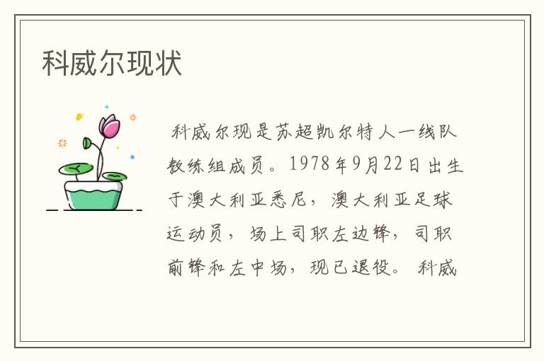 科威尔现状