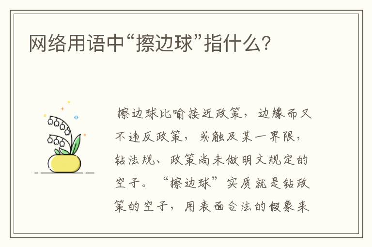 网络用语中“擦边球”指什么?