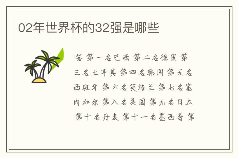 02年世界杯的32强是哪些
