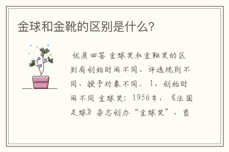 金球和金靴的区别是什么?