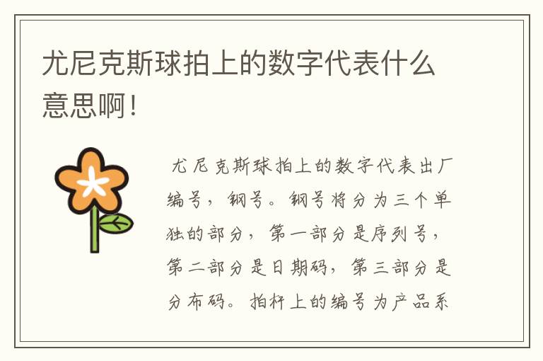 尤尼克斯球拍上的数字代表什么意思啊!