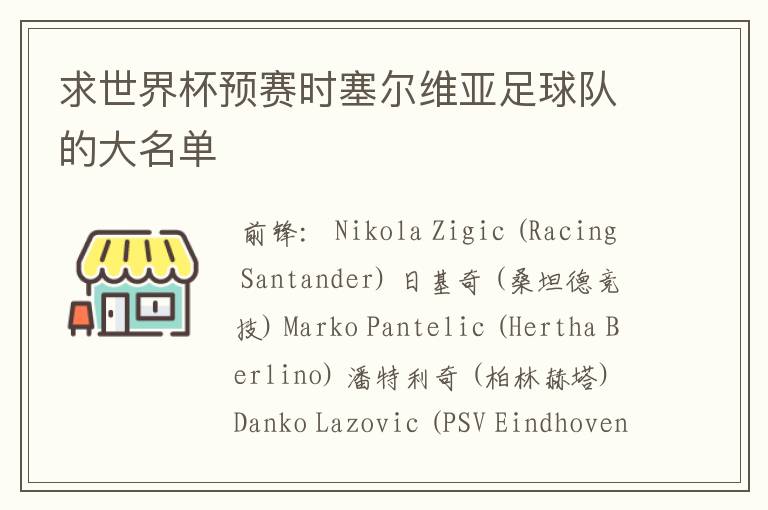 求世界杯预赛时塞尔维亚足球队的大名单