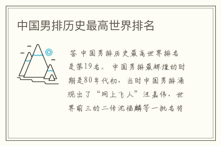 中国男排历史最高世界排名
