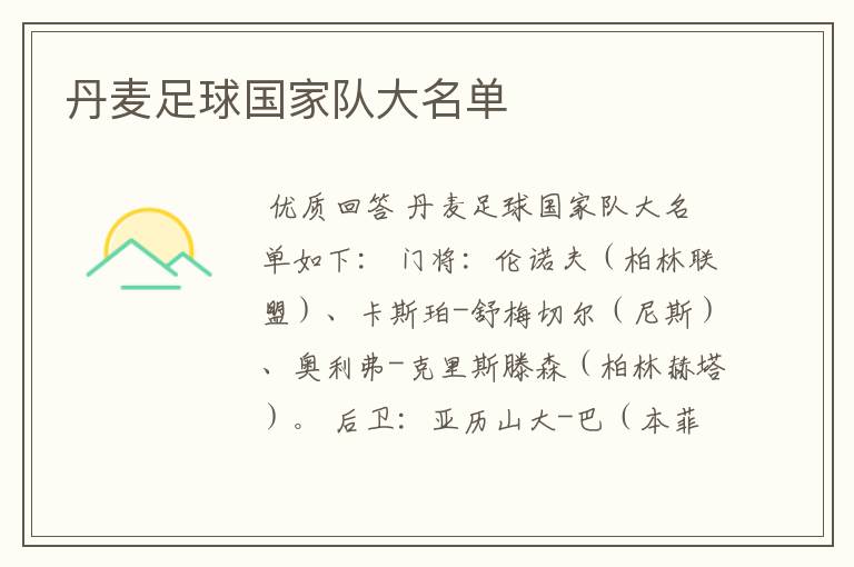 丹麦足球国家队大名单