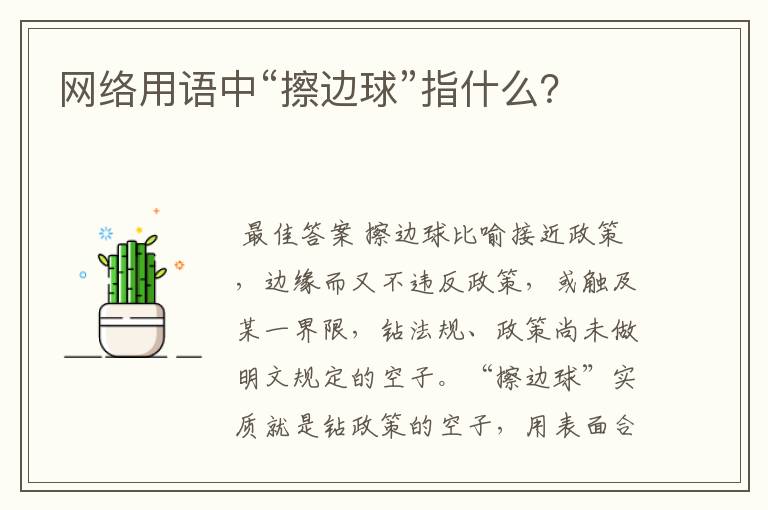 网络用语中“擦边球”指什么?