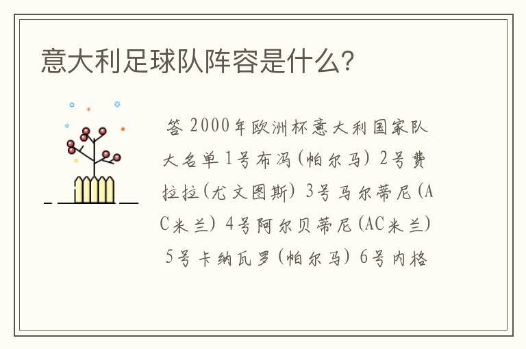 意大利足球队阵容是什么?