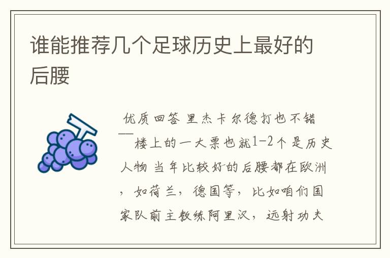 谁能推荐几个足球历史上最好的后腰