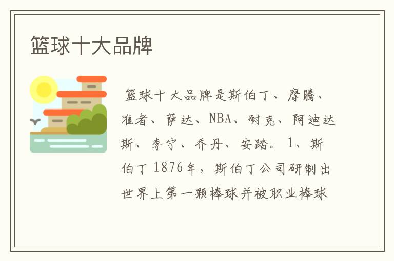 篮球十大品牌