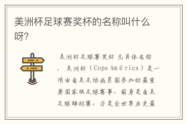 美洲杯足球赛奖杯的名称叫什么呀?