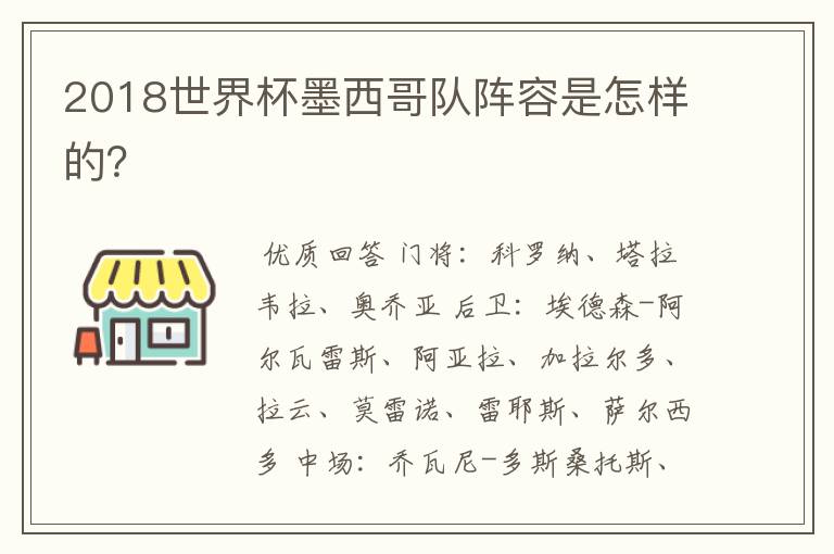 2018世界杯墨西哥队阵容是怎样的?