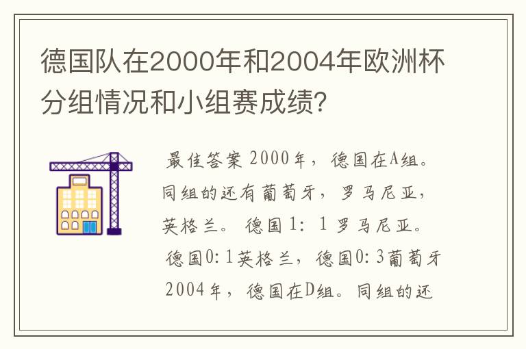 德国队在2000年和2004年欧洲杯分组情况和小组赛成绩？