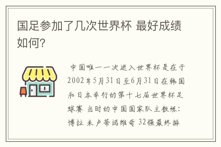 国足参加了几次世界杯 最好成绩如何?