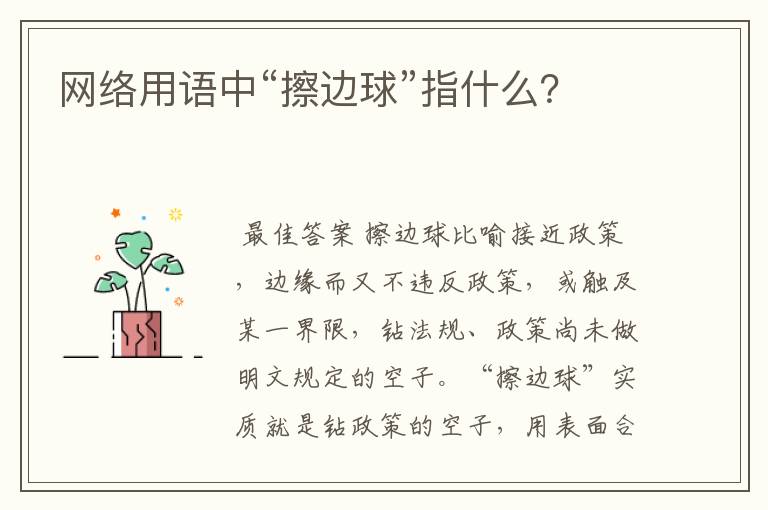 网络用语中“擦边球”指什么?
